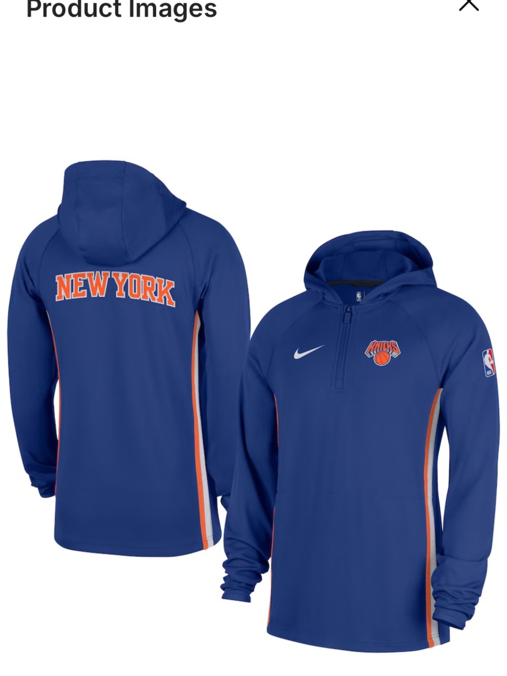 Boys Nike New York Knicks Blue  Hoodie Jacket with Orange Trim Large